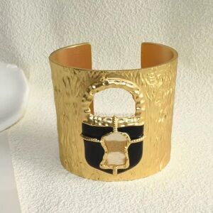Gold and Black, Silver and Black Cuff Bracelet
